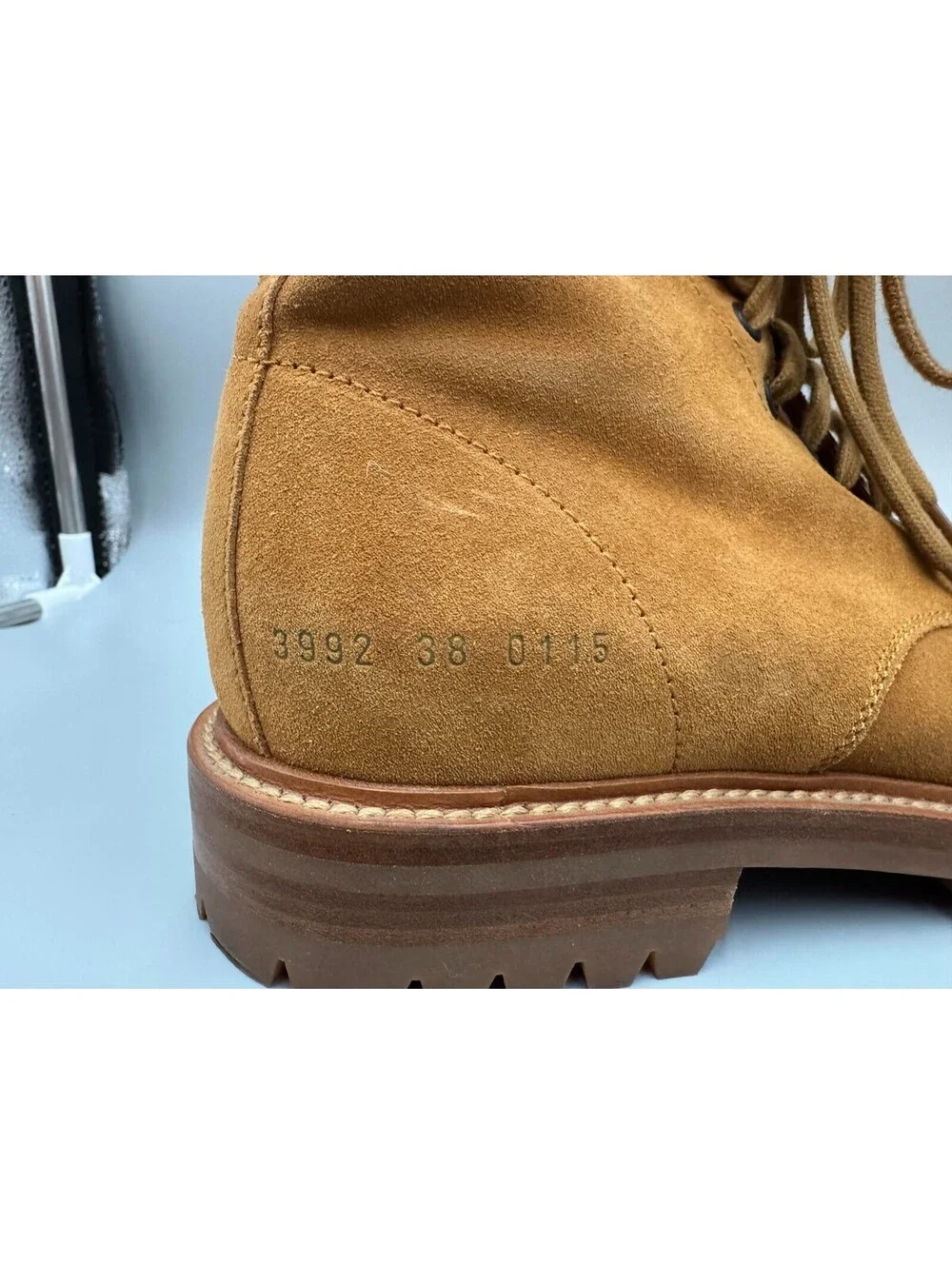 Women’s Common Projects Suede Biker Boots, Beige US Size 8, EUR 38, UK 5